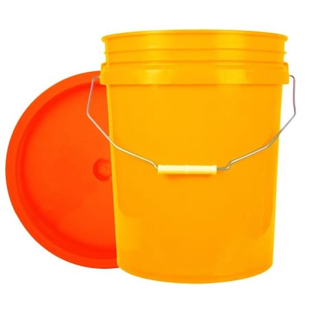 World Enterprises Bucket, 12 in H, Yellow and Orange 5YEL,345ORG